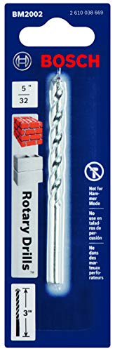 BOSCH BM2002 5/32-inch Fast Spiral Rotary Masonry Drill Bit for Brick and Block (5/32" X 2" X 3")