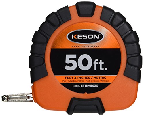 Keson ST18M503X Closed-ABS Housing Steel Tape Measures, Speed Rewind (Graduations: ft., in., 1/8 & cm, mm), 50-Foot / 15M