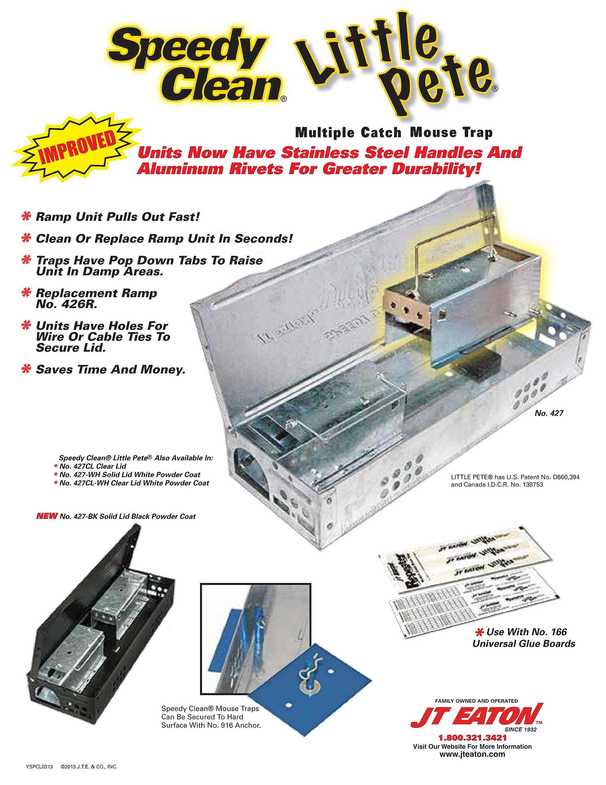 J T Eaton 427CL Speedy Clean Little Pete Extra Narrow Multi Catch Mouse Trap with Clear Inspection Window and Quick Ramp Compatible, Metal