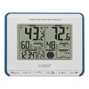 la crosse technology 308-1711bl wireless weather station with heat index and dew point,teal blue/white