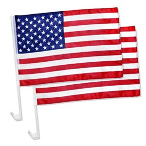 2x US American Patriotic Car Window Clip on USA Flag 17" x 12" - Pack of 2