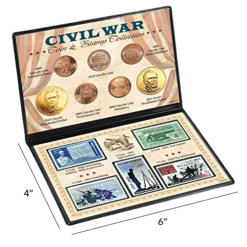 American Coin Treasures Civil War Coin and Stamp Commemorative Collection, Bicentennial Pennies, Presidential Dollars, US Mint State Postage Stamps