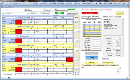 Quick Quote 3 Advanced - Software for Screen Printing, DTG & Embroidery Quoting and Invoicing
