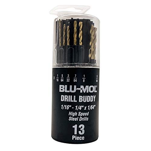 Disston E0102642 Blu-Mol Titanium Drill Bit Sets, Plastic dial case, 13-Piece