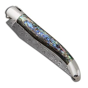 laguiole knife abalone handle with damascus blade - direct from france