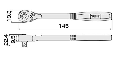 TONE RH3CH 3/8" Drive 72 Teeth Short Ratchet