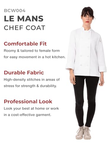 Chef Works Women's Le Mans Chef Coat, White, Medium