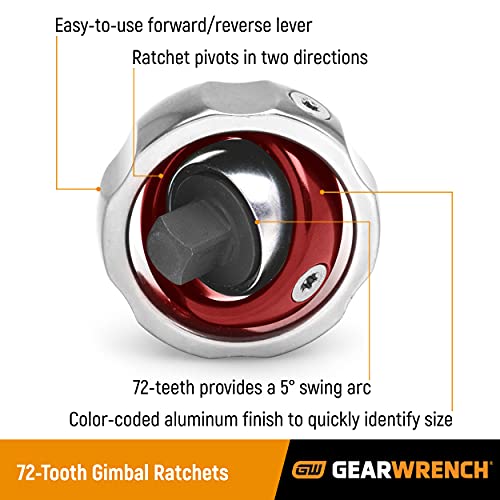 GEARWRENCH 1/4 Inch Drive Gimbal Ratchet, 72 Tooth - 81027