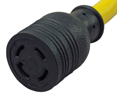 Conntek PL1430L1420 30-Amp 125/250-volt Model L14-30P Locking Plug for Model L14-20R 20-Amp 125/250-volt Locking Female Connector Adapter Cord, Yellow with Black