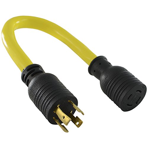 Conntek PL1430L1420 30-Amp 125/250-volt Model L14-30P Locking Plug for Model L14-20R 20-Amp 125/250-volt Locking Female Connector Adapter Cord, Yellow with Black