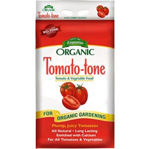 espoma organic tomato-tone 3-4-6 with 8% calcium. organic fertilizer for all types of tomatoes and vegetables. promotes flower and fruit production. 18 lb. bag