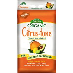 espoma organic citrus-tone 5-2-6 natural & organic fertilizer and plant food for all citrus, fruit, nut & avocado trees; 18 lb. bag. promotes vigorous growth & abundant fruit
