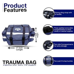 PrimaCare KB-RO74-B First Responder Bag for Trauma, 17" x 9" x 7", Blue