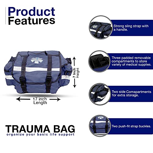 PrimaCare KB-RO74-B First Responder Bag for Trauma, 17" x 9" x 7", Blue