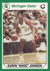 earvin magic johnson basketball card (michigan state) 1990 collegiate collection #182