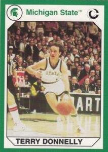 terry donnelly basketball card (michigan state) 1990 collegiate collection #199