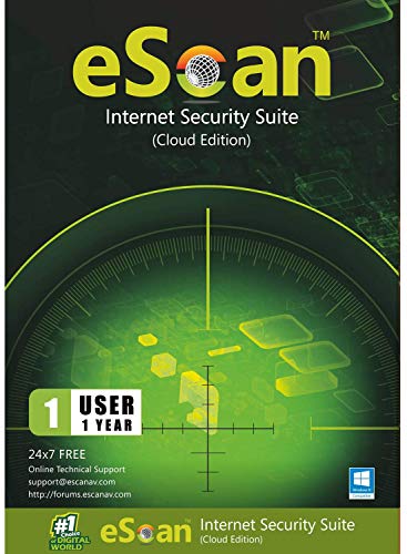 eScan Internet Security Suite with Cloud Security Total Antivirus software for PC Anti Ransomware unlimited protection | 1 Year 1 PC | Max security 2019