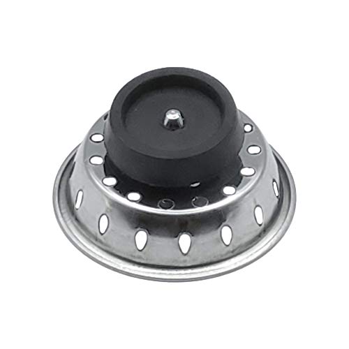 Kitchen Sink Stainless Steel Basket Strainer Replacement with Flat Bottom Rubber Stopper, 3-1/2 Inch, Indoor and Outdoor Kitchen Sink Strainer, Chrome