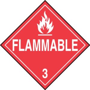 accuform hazard class 3, flammable 3, adhesive viny placard, 10.25" x 10.75",mpl301vs1