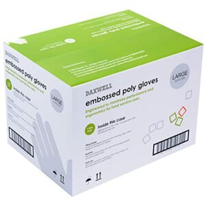daxwell poly gloves, embossed, large, clear, f10003430 (case of 5,000; 10 boxes of 500)