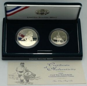1995 civil war battlefield 2-coin commemorative proof set - silver dollar & clad half