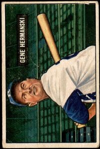 1951 bowman # 55 gene hermanski brooklyn dodgers (baseball card) vg dodgers