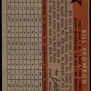 1958 Topps # 477 All-Star Bill Skowron New York Yankees (Baseball Card) GOOD Yankees