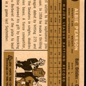 1960 Topps # 241 Albie Pearson Baltimore Orioles (Baseball Card) EX Orioles