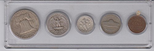 1948 Birth Year Coin Set (5) Coins Half Dollar, Quarter, Dime, Nickel, and Cent Mounted In a Plastic Holder Very Good