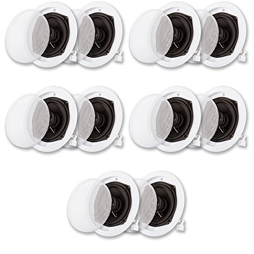 Acoustic Audio R191 in Ceiling/in Wall Speaker 5 Pair Pack 2 Way Home Theater Flush Mount