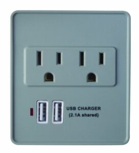coleman cable 041051 2.1a usb charger 2-outlet 245j surge protector with cradle holder, white