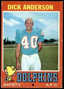 1971 topps # 67 dick anderson miami dolphins (football card) vg dolphins colorado