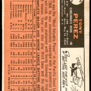 1966 Topps # 72 Tony Perez Cincinnati Reds (Baseball Card) Dean's Cards 2 - GOOD Reds