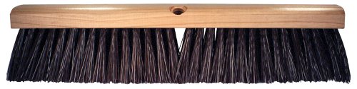 PFERD 89320 Maintenance Lacquered Hardwood Block Heavy Floor Sweep Broom, Stiff Palmyra Bristles, 18" Length, 4" Trim Length