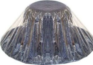hat protector,clear plastic with elastic for a perfect fit,one size fits all. (pack of 6)