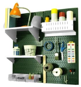 wall control pegboard hobby craft pegboard organizer storage kit with green pegboard and white accessories