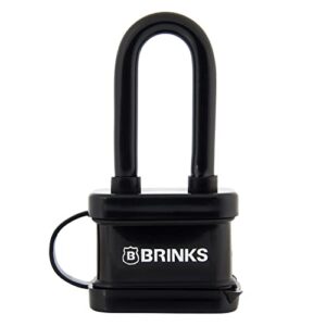 brinks - 40mm laminated steel weather resistant padlock with 2” shackle - vinyl wrapped and chrome plated with hardened steel shackle, 172-42051, black