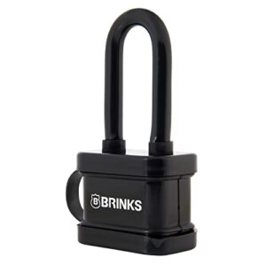 BRINKS - 40mm Laminated Steel Weather Resistant Padlock with 2” Shackle - Vinyl Wrapped and Chrome Plated with Hardened Steel Shackle, 172-42051, Black