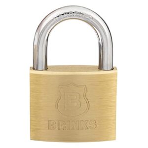 brinks - 40mm solid brass keyed padlock with 7/8” shackle clearance - chrome plated with hardened steel shackle