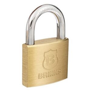 BRINKS - 40mm Solid Brass Keyed Padlock with 7/8” Shackle Clearance - Chrome Plated With Hardened Steel Shackle