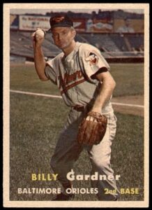 1957 topps # 17 billy gardner baltimore orioles (baseball card) ex orioles