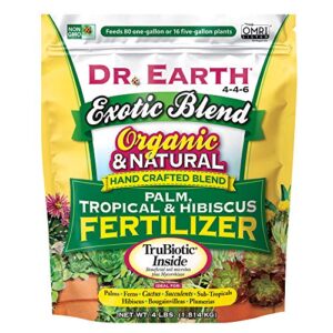 dr earth inc 756p exotic dr. earth exoitc blend palm, tropical & hibiscus fertilizer 4lb, natural
