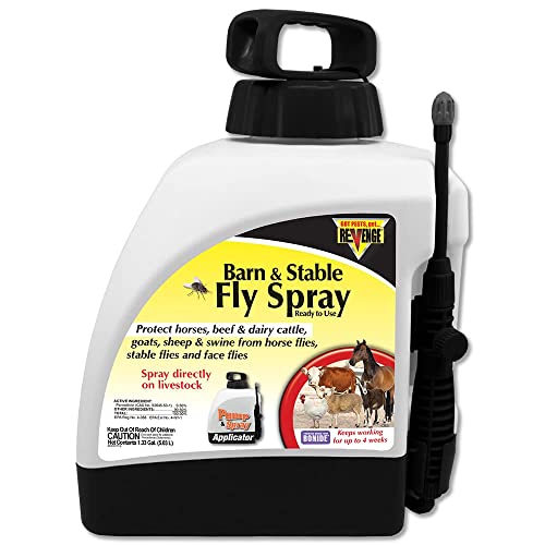 Revenge Barn & Stable Fly Spray, 1.33 Gallon Ready-to-Use Long Lasting Insecticide Controls Fleas and Ticks