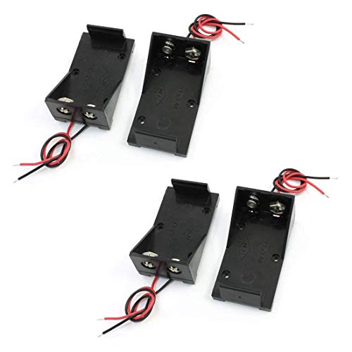 Saim 4 Pcs 9V Battery Holder Plastic Battery Storage Box Case with Lead Wire