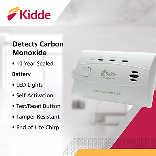 Kidde Worry-Free Carbon Monoxide Detector Alarm with 10 Year Sealed Battery | Model C3010