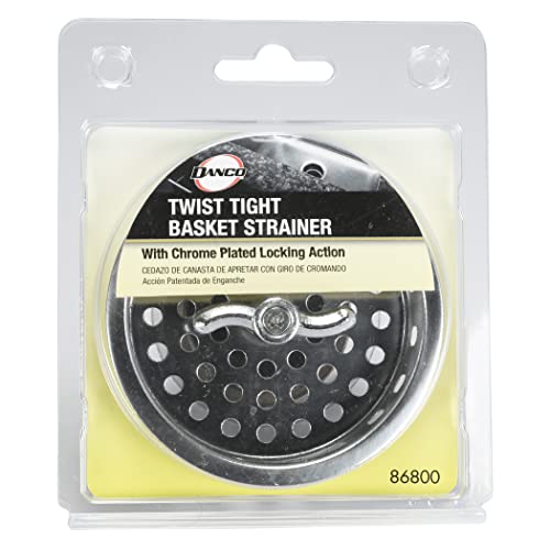 DANCO Twist Tight Kitchen Sink Basket Strainer, 3-1/2 Inch, Chrome, 1-Pack (86800)