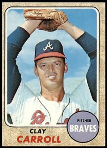 1968 topps # 412 clay carroll atlanta braves (baseball card) ex braves