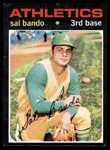 1971 topps # 285 sal bando oakland athletics (baseball card) ex athletics