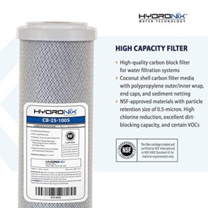 Hydronix CB-25-1005 Whole House RO & Drinking Systems NSF Coconut Carbon Block Water Filter 2.5 x 10-5 Micron (2 Pack)