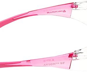 Elvex Delta Plus SG-18C-SLIM-PINK Avion SF Safety Glasses, Clear Lens with Pink Temple Tips, Slim Fit, Flexible, Abrasion Resistant, Anti Fog